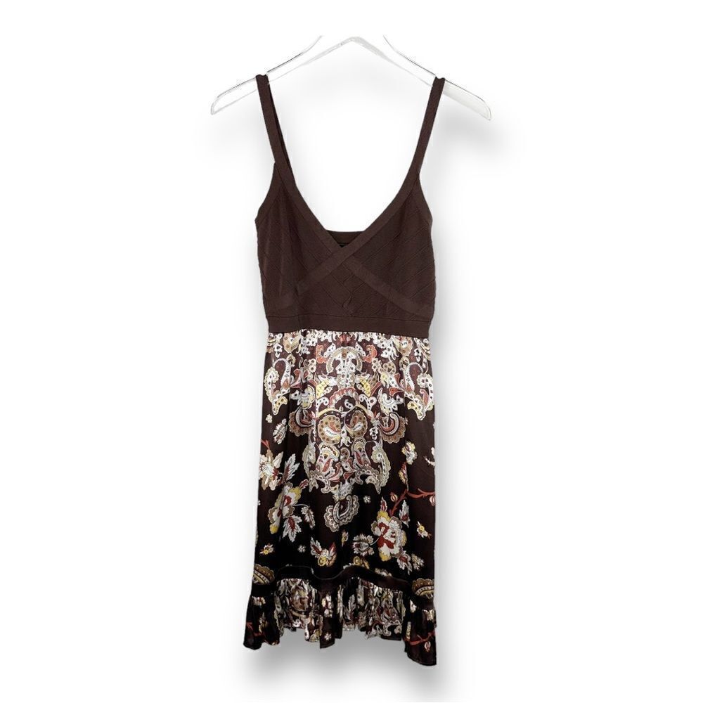 Bebe Silk and Bandage Paisley Print Mini‎ Dress Sz Large